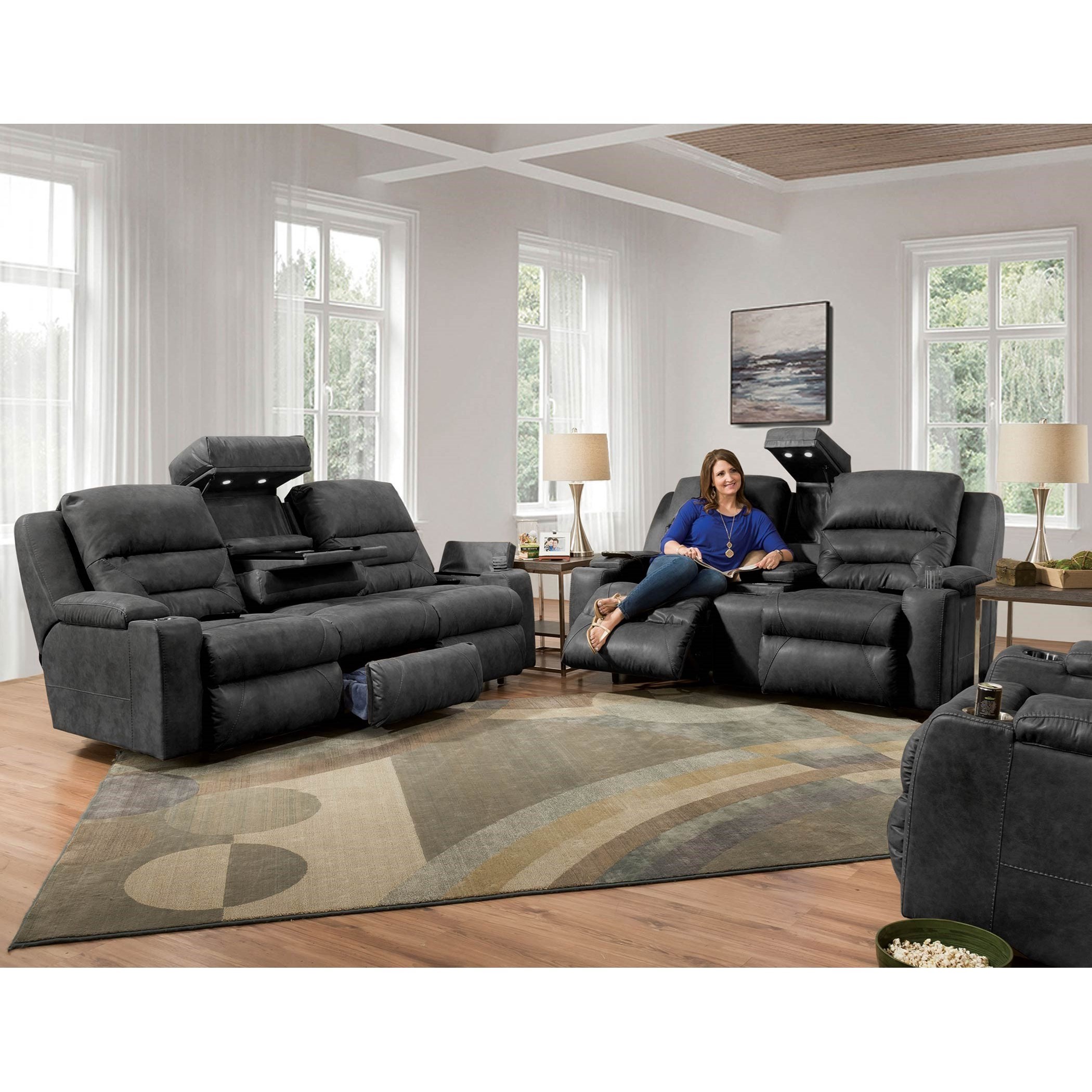 Franklin Beacon 79847 8004 04 Power Reclining Sofa with Fold Down
